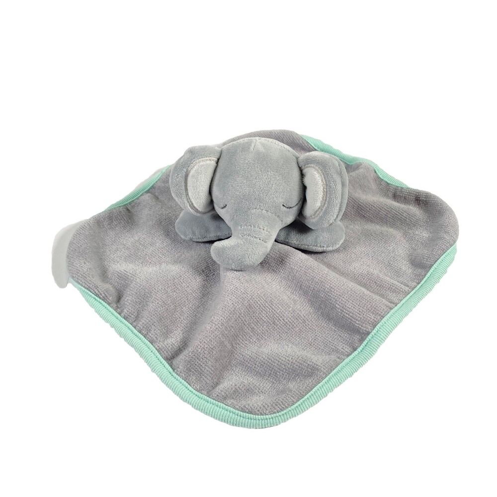 Cloud Island Elephant Lovey Terry Washcloth Gray Green Security Blanket Small